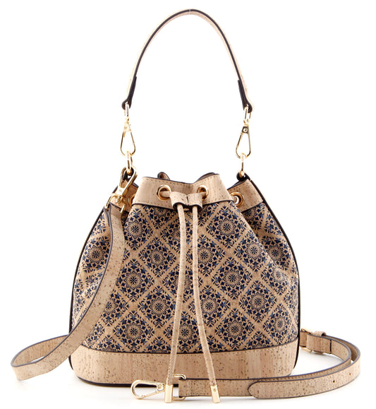 Soft Drawstring Bucket Bag-Classic Geometry
