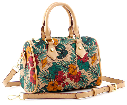 Cork Boston Bag-Tropical Bloom