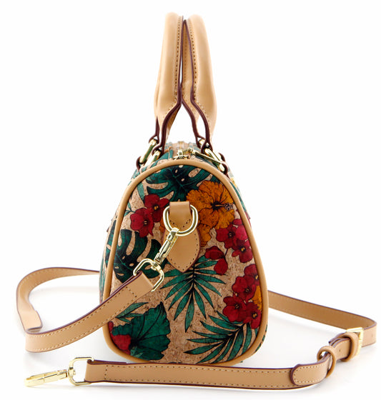 Cork Boston Bag-Tropical Bloom