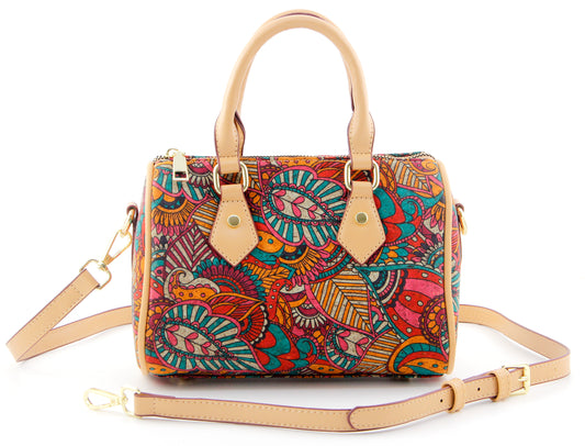 Cork Boston Bag-Colorful Jungle