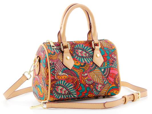 Cork Boston Bag-Colorful Jungle
