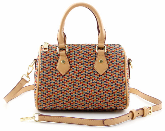 Cork Boston Bag-Tiny Mosaic Tiles