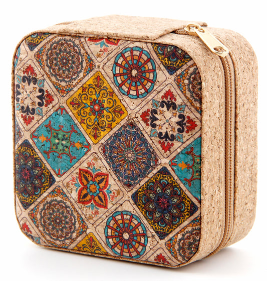 Cork Jewelry Box Square-Moroccan Mosaic Tiles