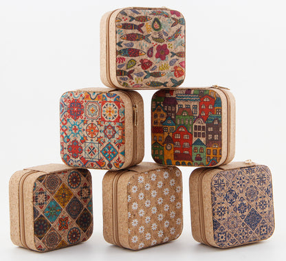 Cork Jewelry Box Square-Moroccan Mosaic Tiles