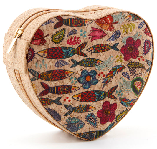 Cork Jewelry Box Heart-Fish & Floral Fantasy