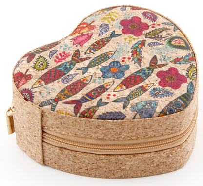 Cork Jewelry Box Heart-Fish & Floral Fantasy