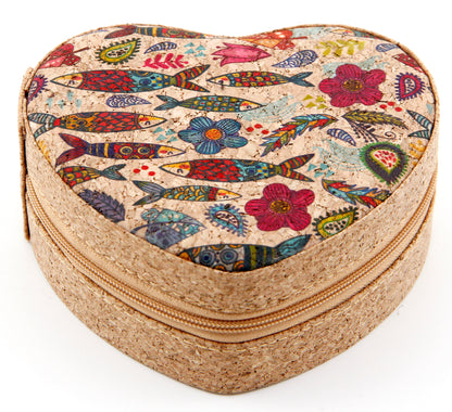 Cork Jewelry Box Heart-Fish & Floral Fantasy