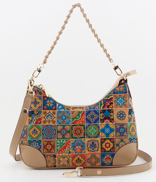Mosaic Printed Shoulder Bag-Passion Mosaic