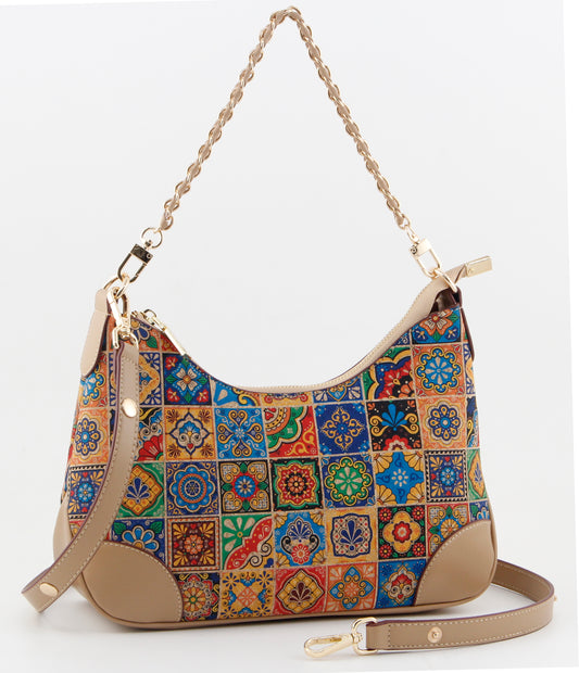 Mosaic Printed Shoulder Bag-Passion Mosaic