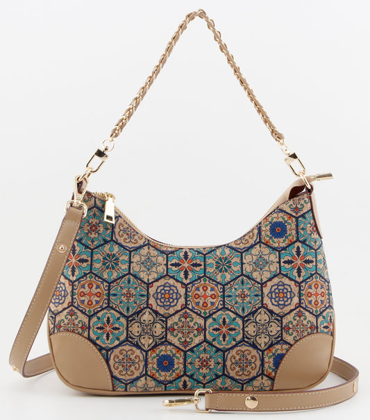 Mosaic Printed Shoulder Bag-Mediterranean Charm