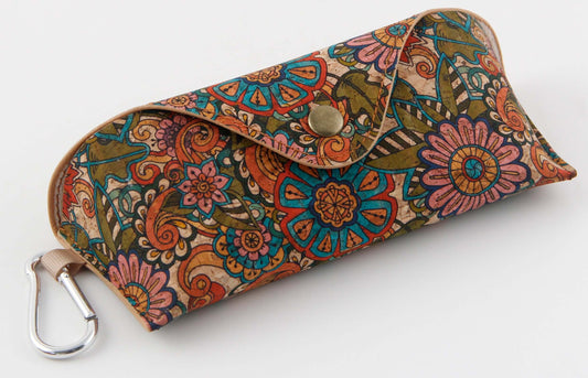 Cork Printed Sunglass Case-Retro Bloom
